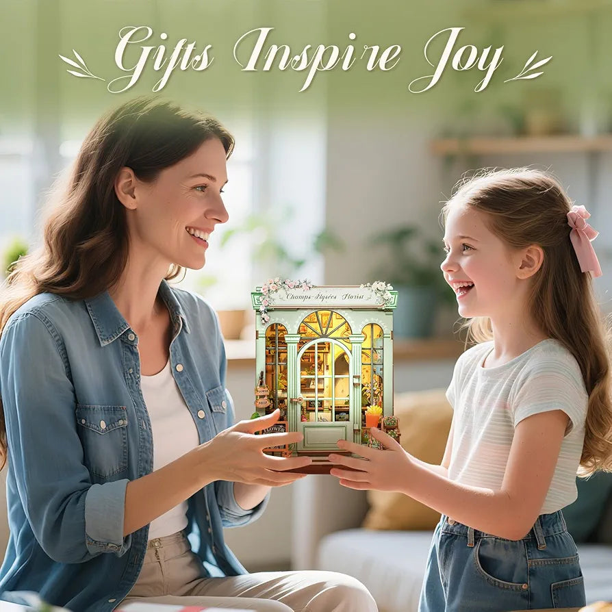 DIY Miniature Dollhouse Book Nook Kit with LED