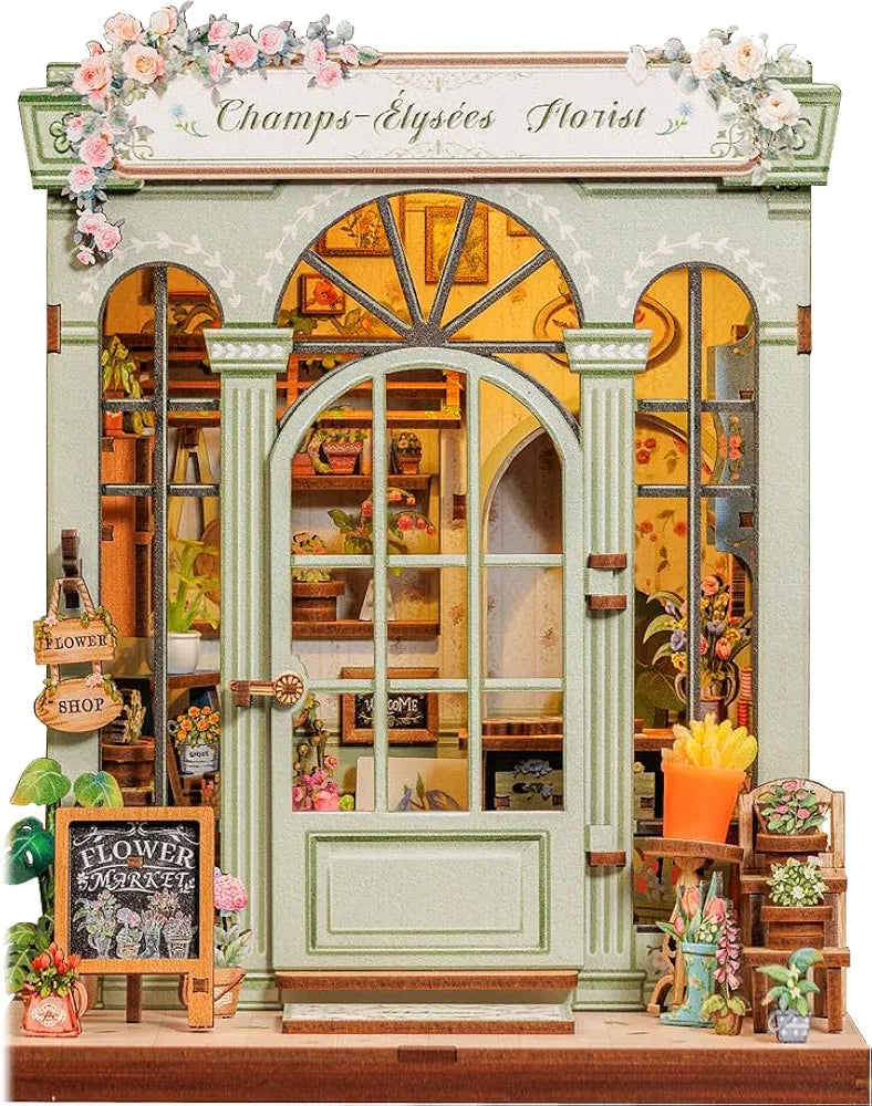 DIY Miniature Dollhouse Book Nook Kit with LED