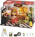 Miniature DIY Wooden Garage Workshop Kit with LED Lights