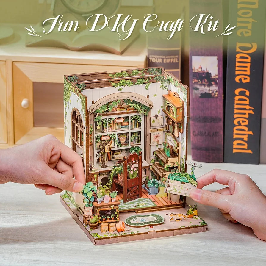 DIY Miniature Dollhouse Book Nook Kit with LED