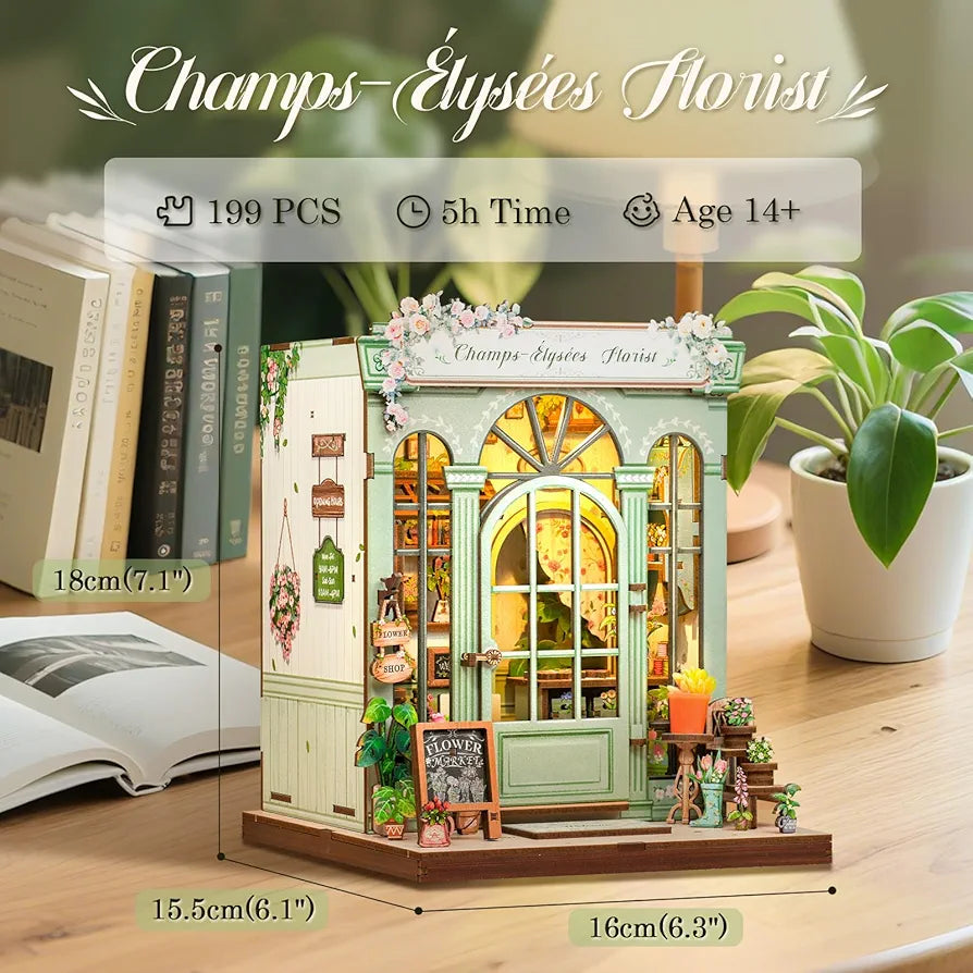 DIY Miniature Dollhouse Book Nook Kit with LED